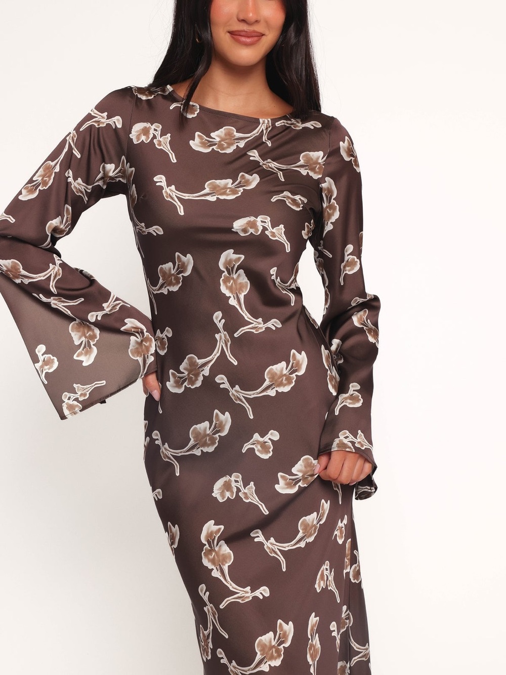 NEW Petal & Pup Maia Long Sleeve Maxi Dress - Chocolate Orchid - Picture 8 of 14